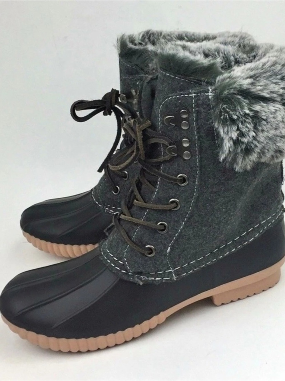 REPORT Ursela Faux Fur Trimmed Duck Boot Faux Fur Trimmed Duck Boots US 7